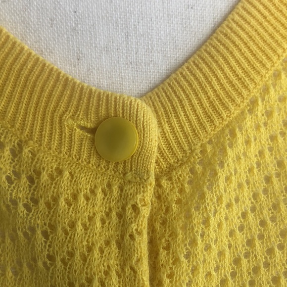Talbots sunshine yellow light cardigan 3/4 sleeve size Petite small Pima cotton - Picture 4 of 6